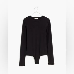 Madewell Ribbed Crewneck Full-Coverage Bodysuit True Black Size Xs